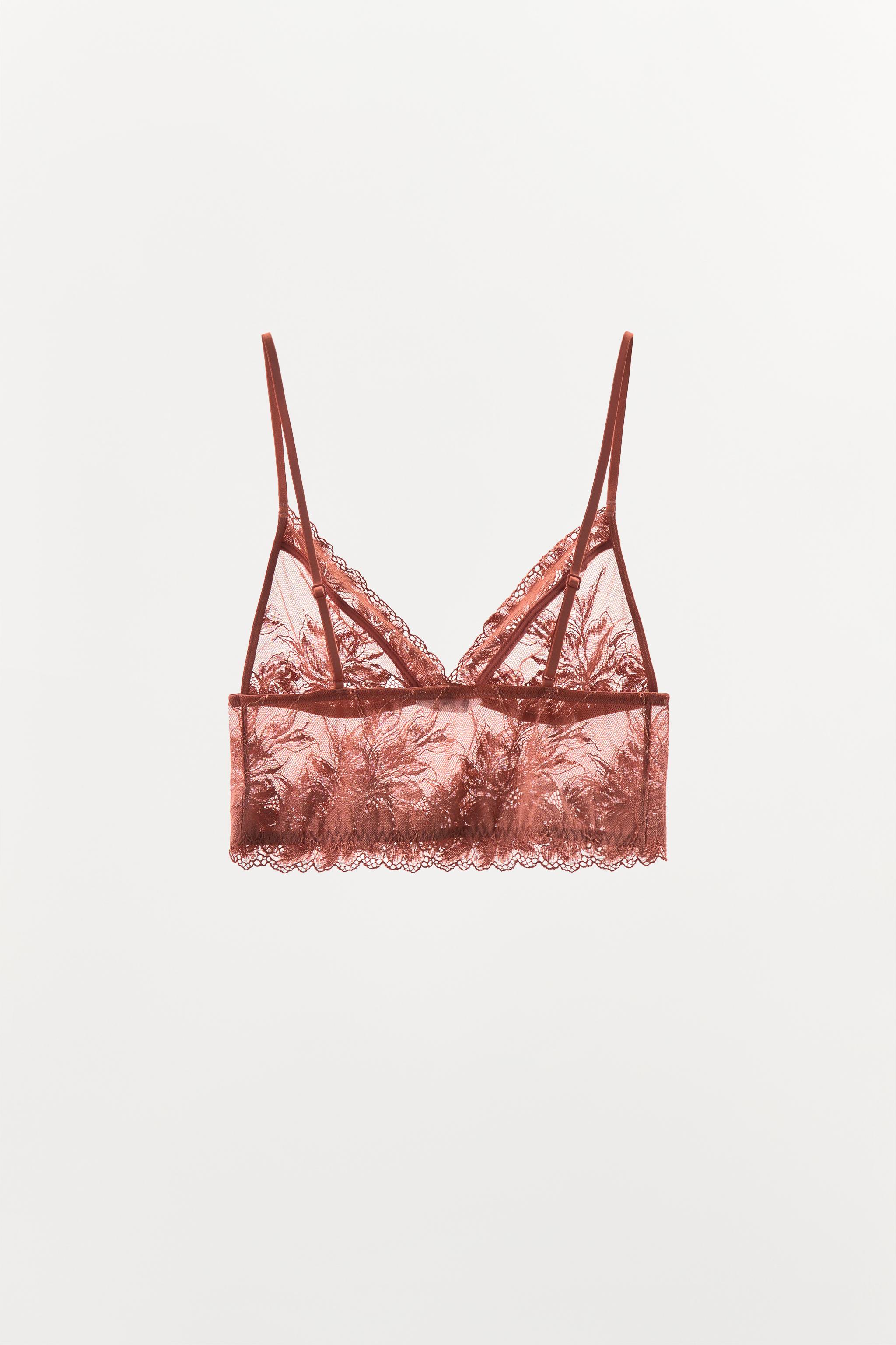 LACE TRIANGLE BRALETTE - Reddish | ZARA United States