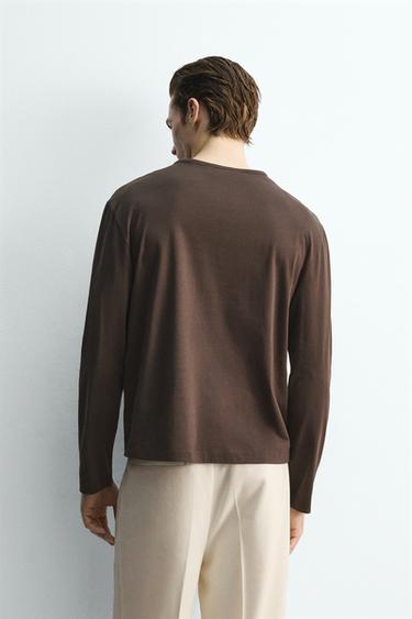 LIMITED EDITION HENLEY T-SHIRT - Brown by Zara - Image 2