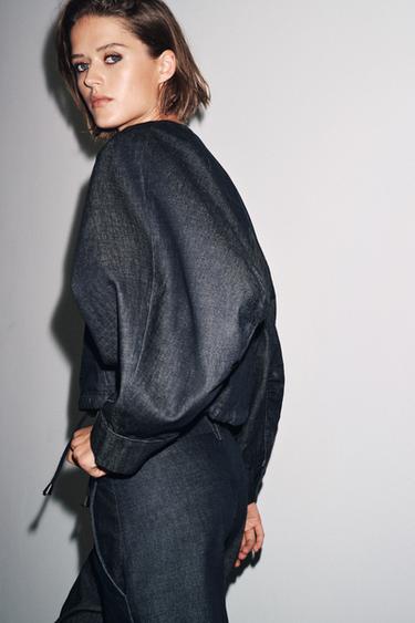 BOMBER EN DENIM MATELASSÉ ZW COLLECTION - Bleu de Zara - Image 3