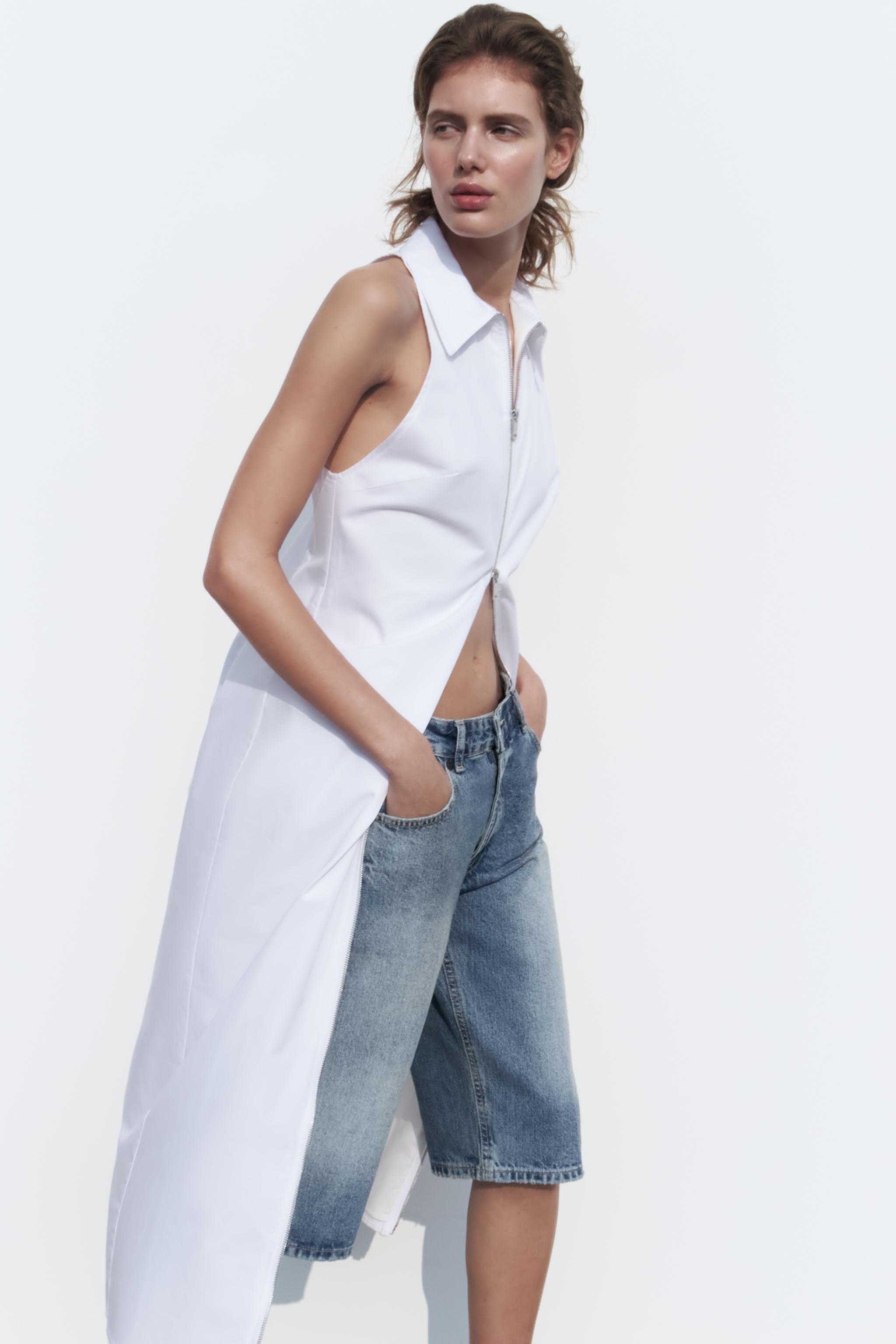 Zara vestido punto online blanco