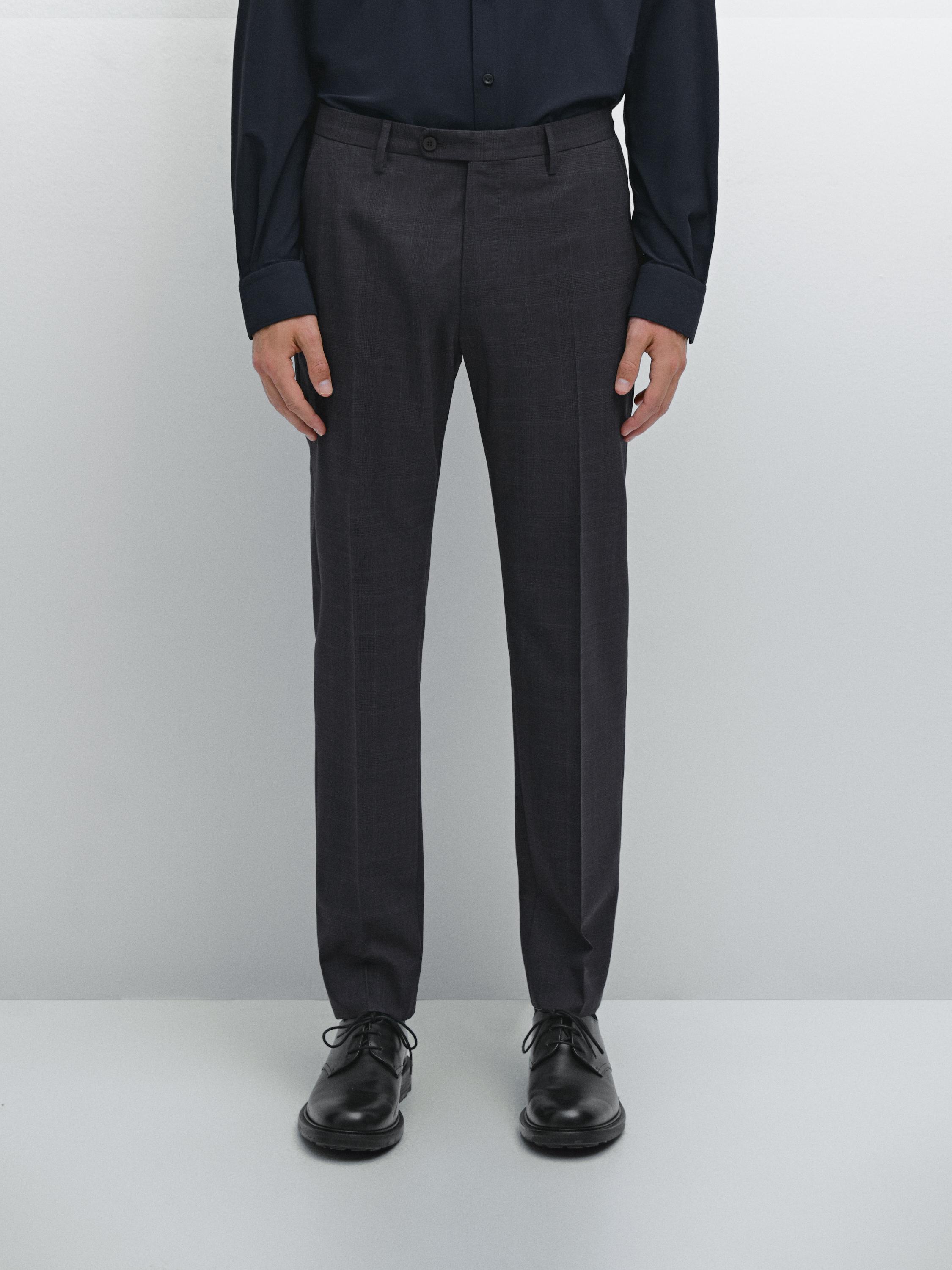 Pantalon de costume à carreaux 100 % laine