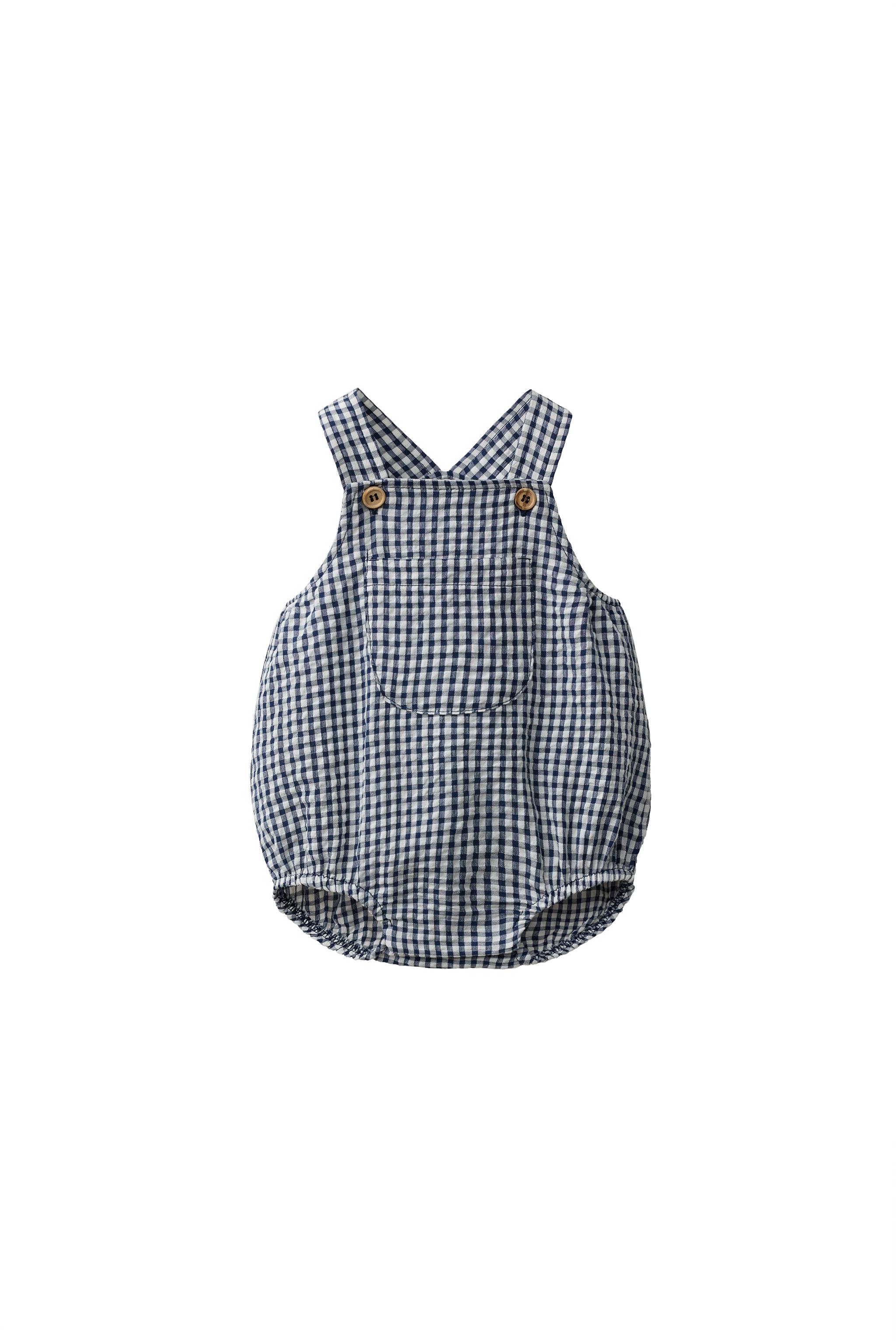 ギンガムチェック柄ジャンプスーツ - ネイビーブルー | ZARA Japan / 日本