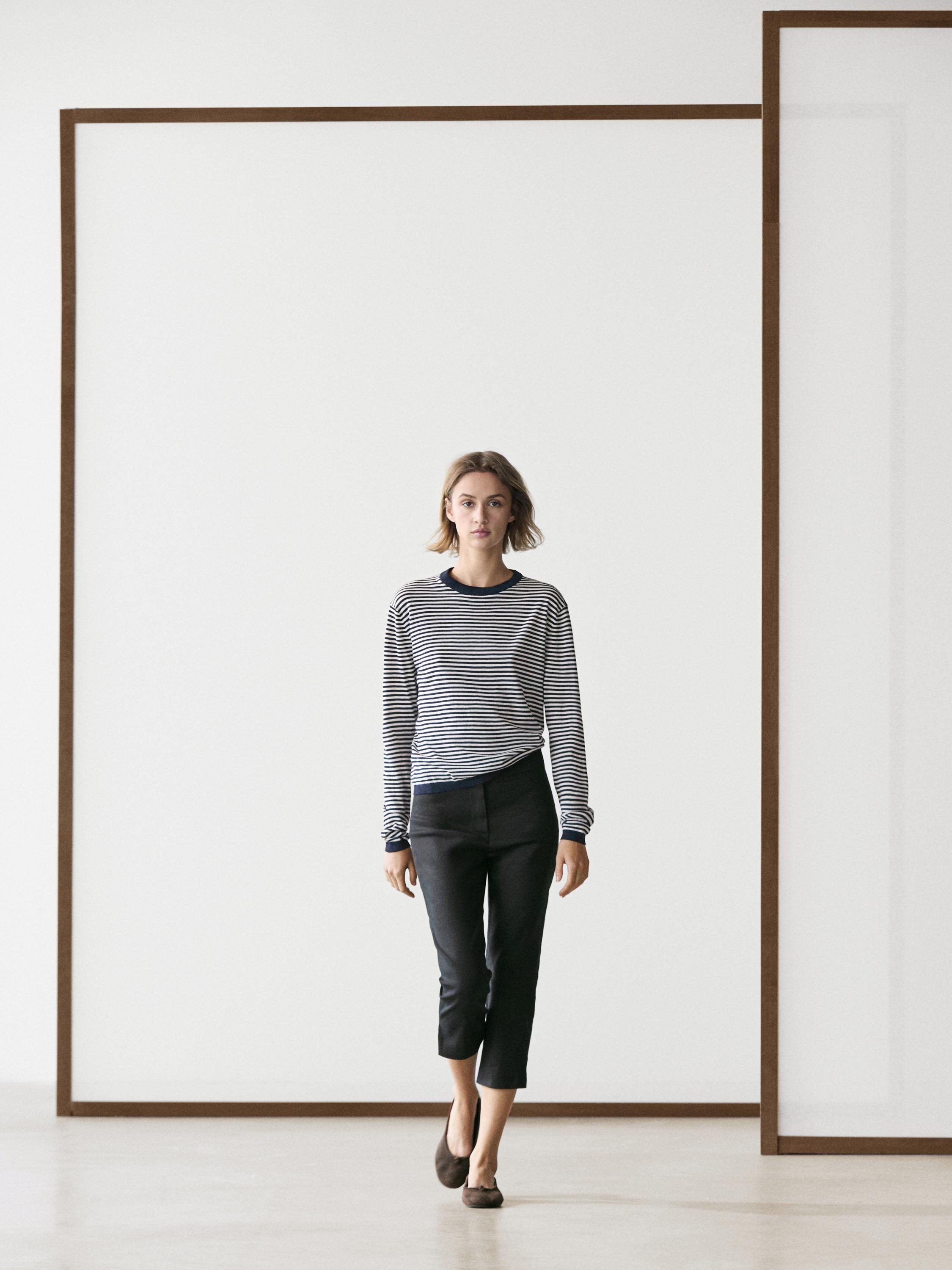 Pull en maille rayée coton et soie