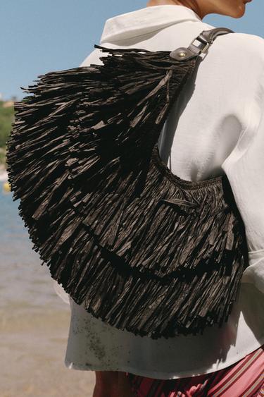 FRINGED TOTE BAG - Chocolate by Zara