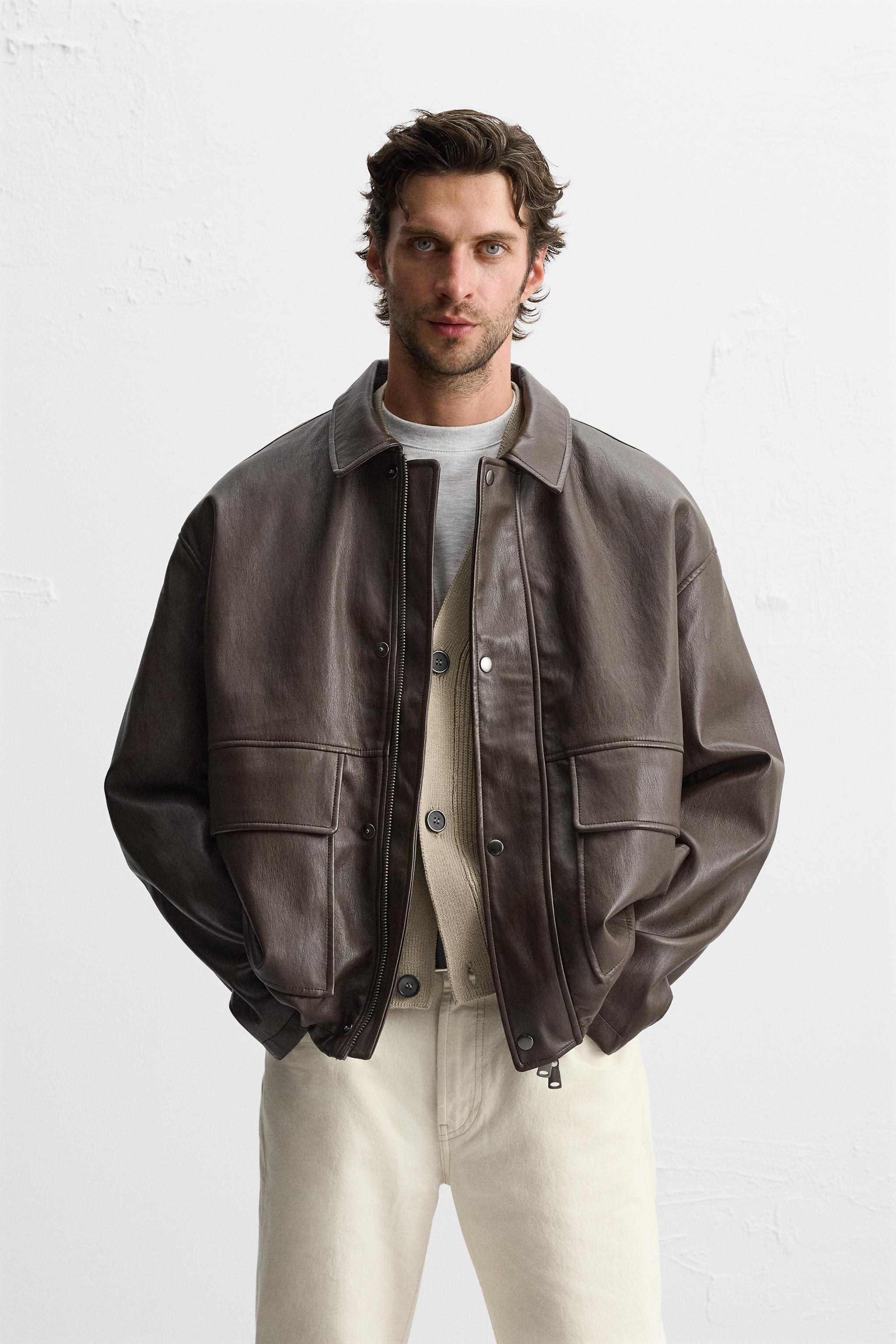 FAUX LEATHER POCKET JACKET - Brown | ZARA United States