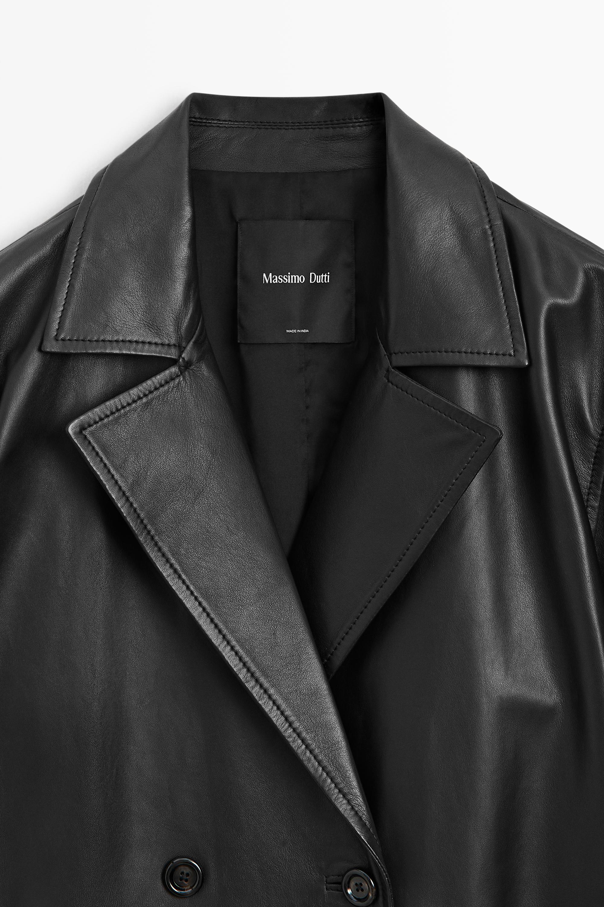 Long nappa leather trench coat