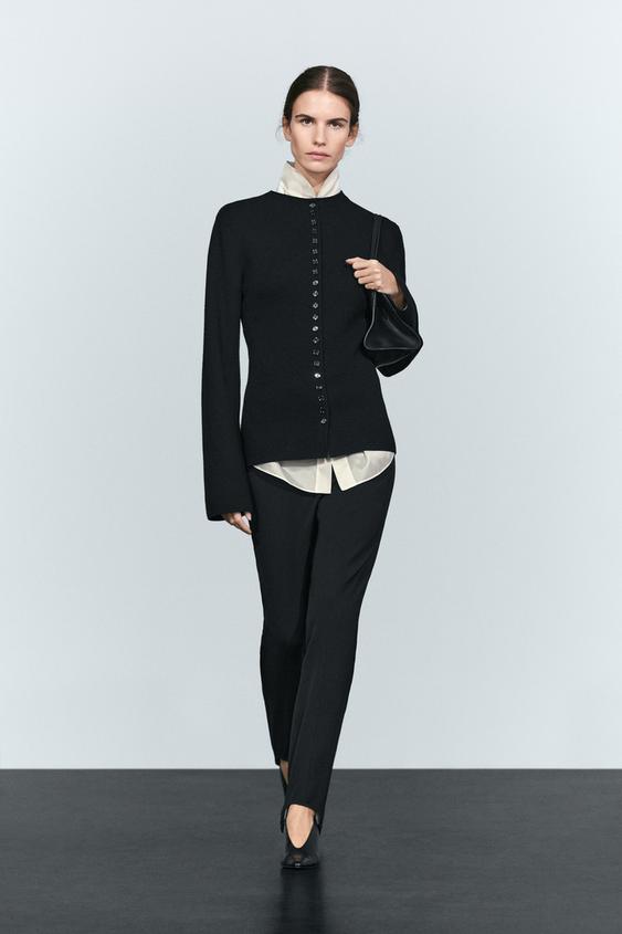 Zara Multi-button knit cardigan - Black - Image 0