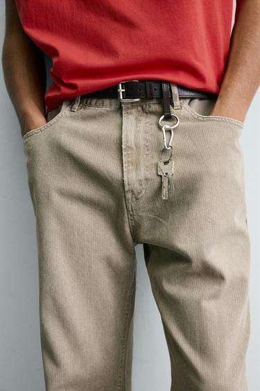 FLARE FIT TEXTURED COTTON TROUSERS - Beige by Zara