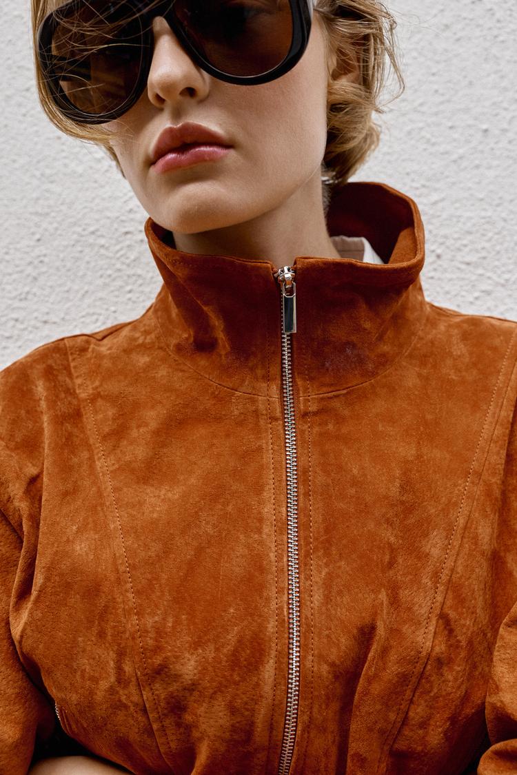 Chaqueta 100% cuero de cuello alto 4