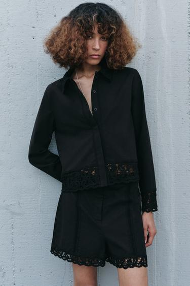 ZW COLLECTION CROCHET SHIRT - Black by Zara