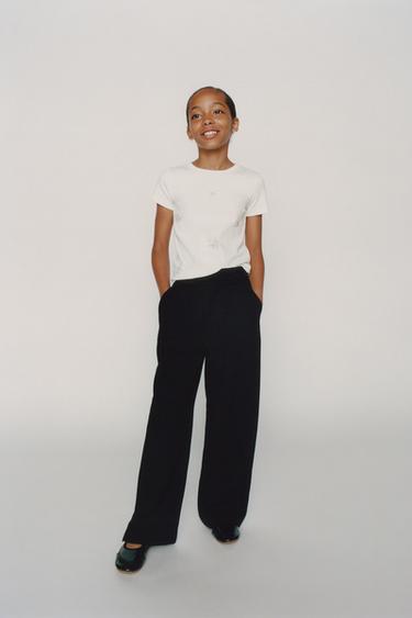 تيشرت RIB بحلي تزيينية - أبيض الخاص بـ Zara