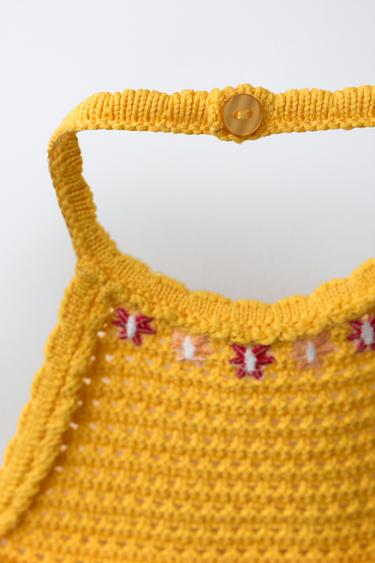TOP EN MAILLE À FLEURS BRODÉES - Jaune de Zara - Image 3