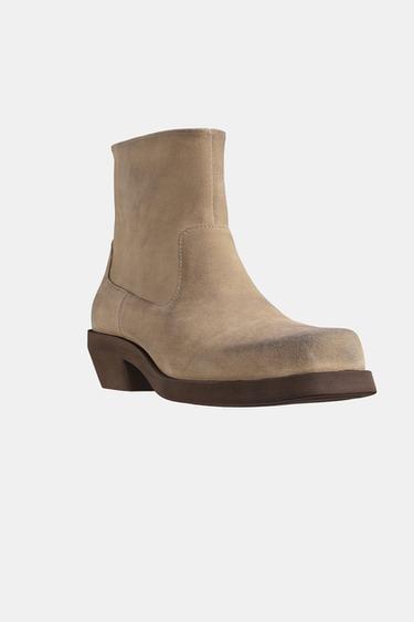 COWBOYSTIEFEL AUS LEDER - Sandfarbe von Zara - Bild 0