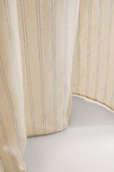 TENDA DA BAGNO IN LINO A RIGHE - Ecrù / Verde di Zara