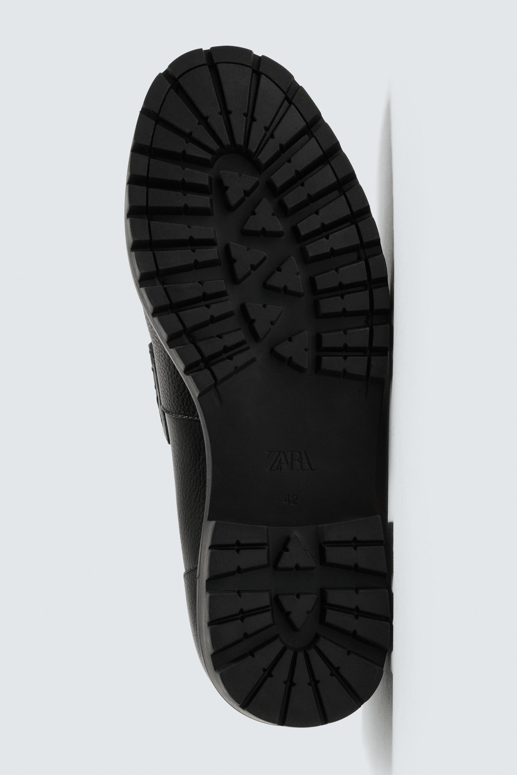 LEATHER TRACK SOLE PENNY LOAFERS