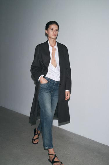 ZW COLLECTION STRAIGHT LOW-RISE CROPPED JEANS - Faded blue by Zara