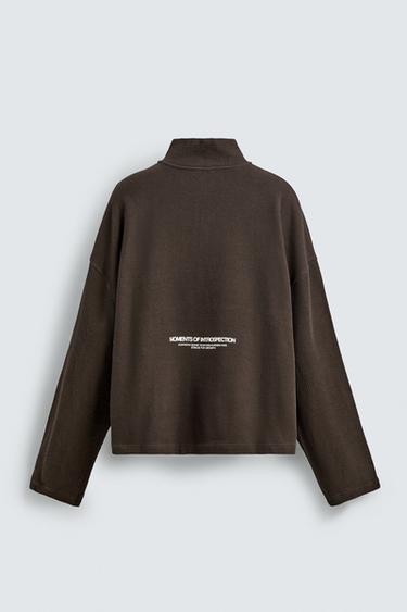 SWEAT IMPRIMÉ COL ZIPPÉ - Marron chocolat de Zara - Image 7