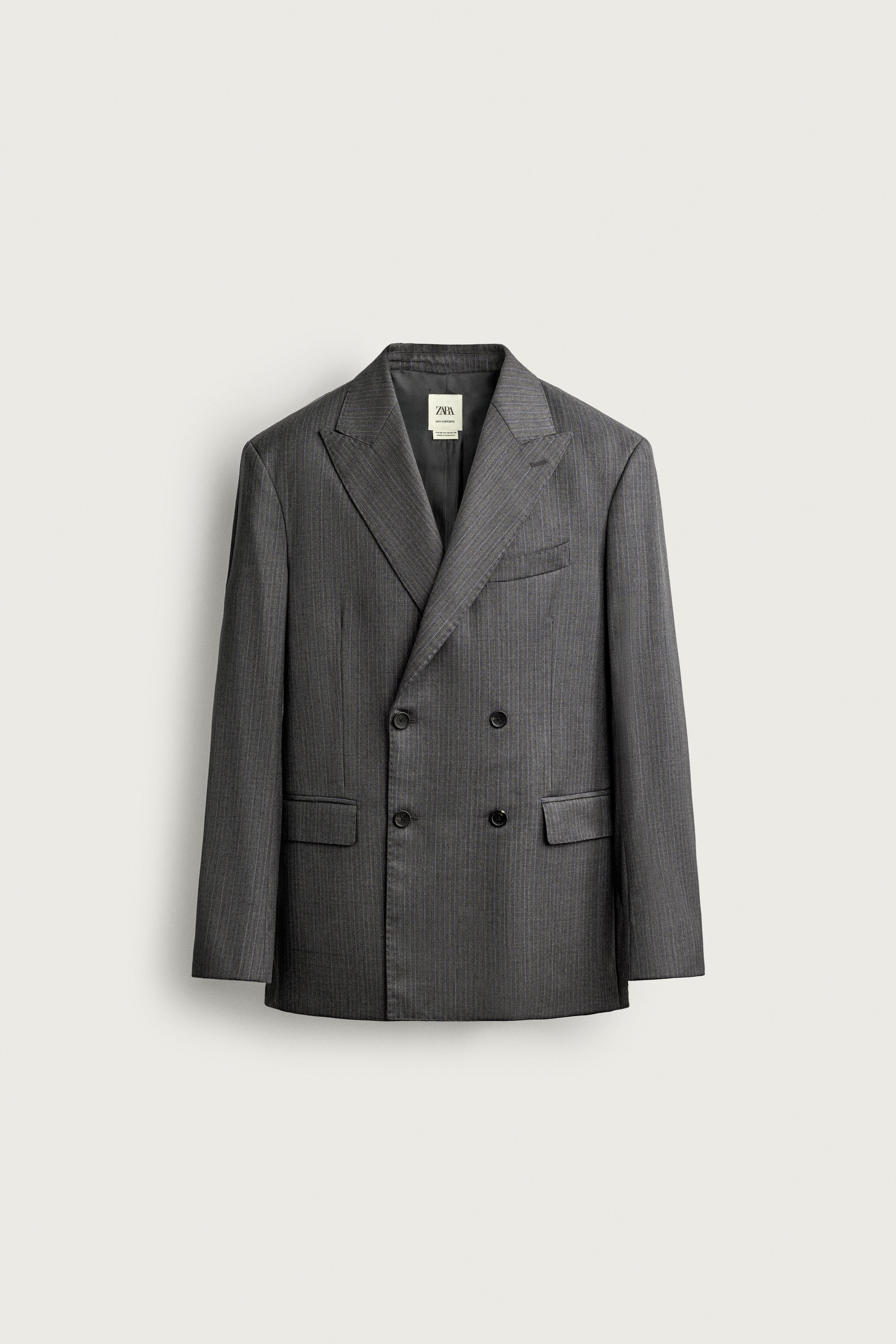 100%ウール ストライプ柄スーツブレザー - グレー/ブルー | ZARA Japan