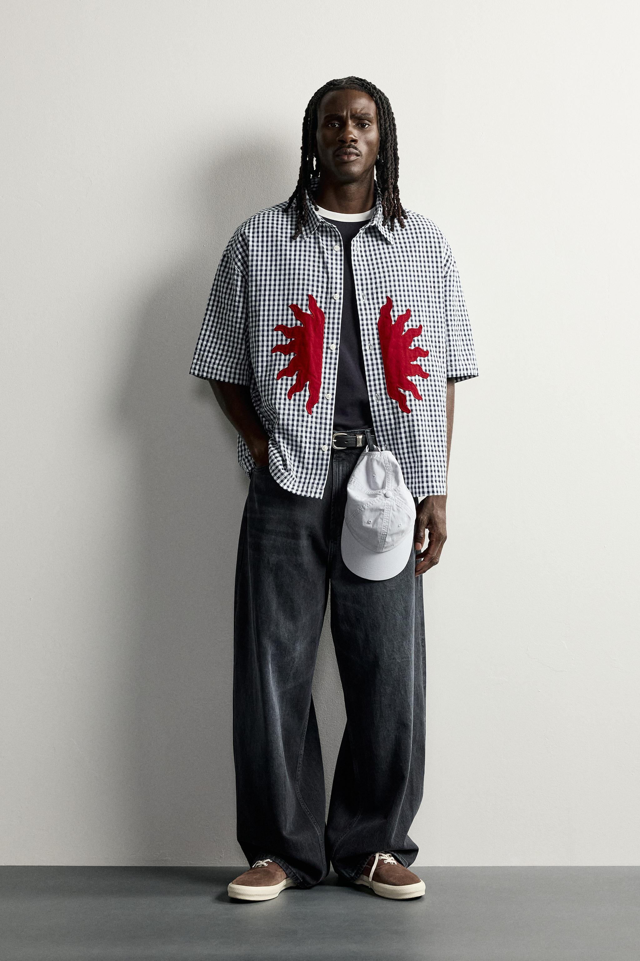 ◎ PACHMAN RIBBON SHIRTS◎ RELAXED FIT PATCHWORK SHIRT - Blue/White | ZARA United Kingdom