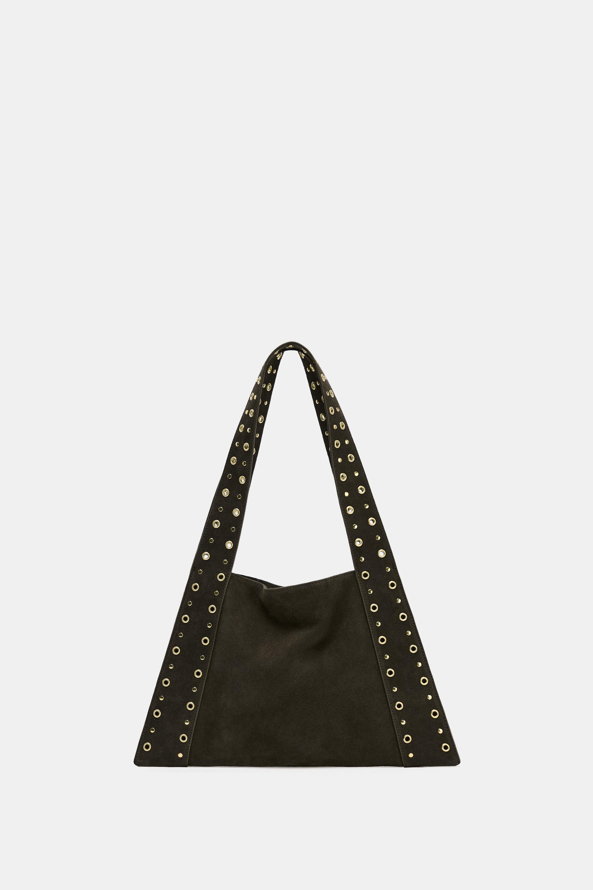 BOLSO DE HOMBRO TACHAS SERRAJE - Chocolate | ZARA Chile