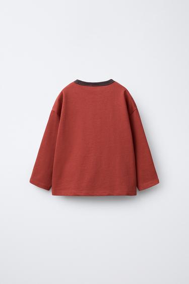 T-SHIRT À INSCRIPTION VIVE EN CONTRASTE - Rouge de Zara - Image 1