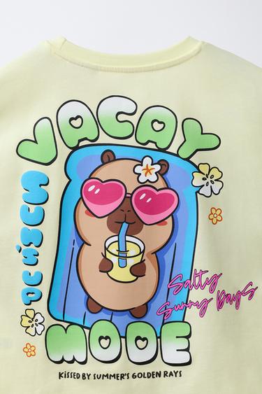 CAPYBARA CAPYFUN © PRINT T-SHIRT - Lime by Zara - Image 3