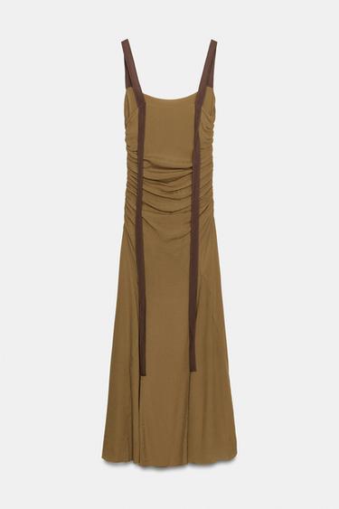ROBE DRAPÉE EN GEORGETTE - Caramel de Zara - Image 7