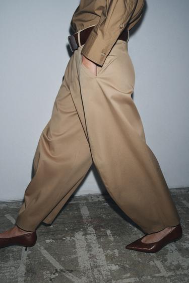 PANTALON CAROTTE ZW COLLECTION - whisky clair de Zara - Image 3