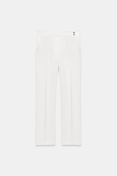 STRAIGHT FIT BUTTON PANTS — Oyster-white 2