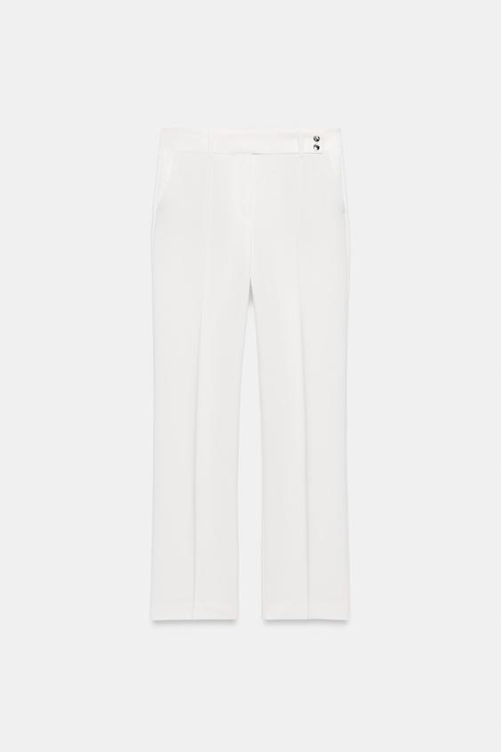 PANTALON DROIT À BOUTONS - Blanc cassé de Zara - Image 5