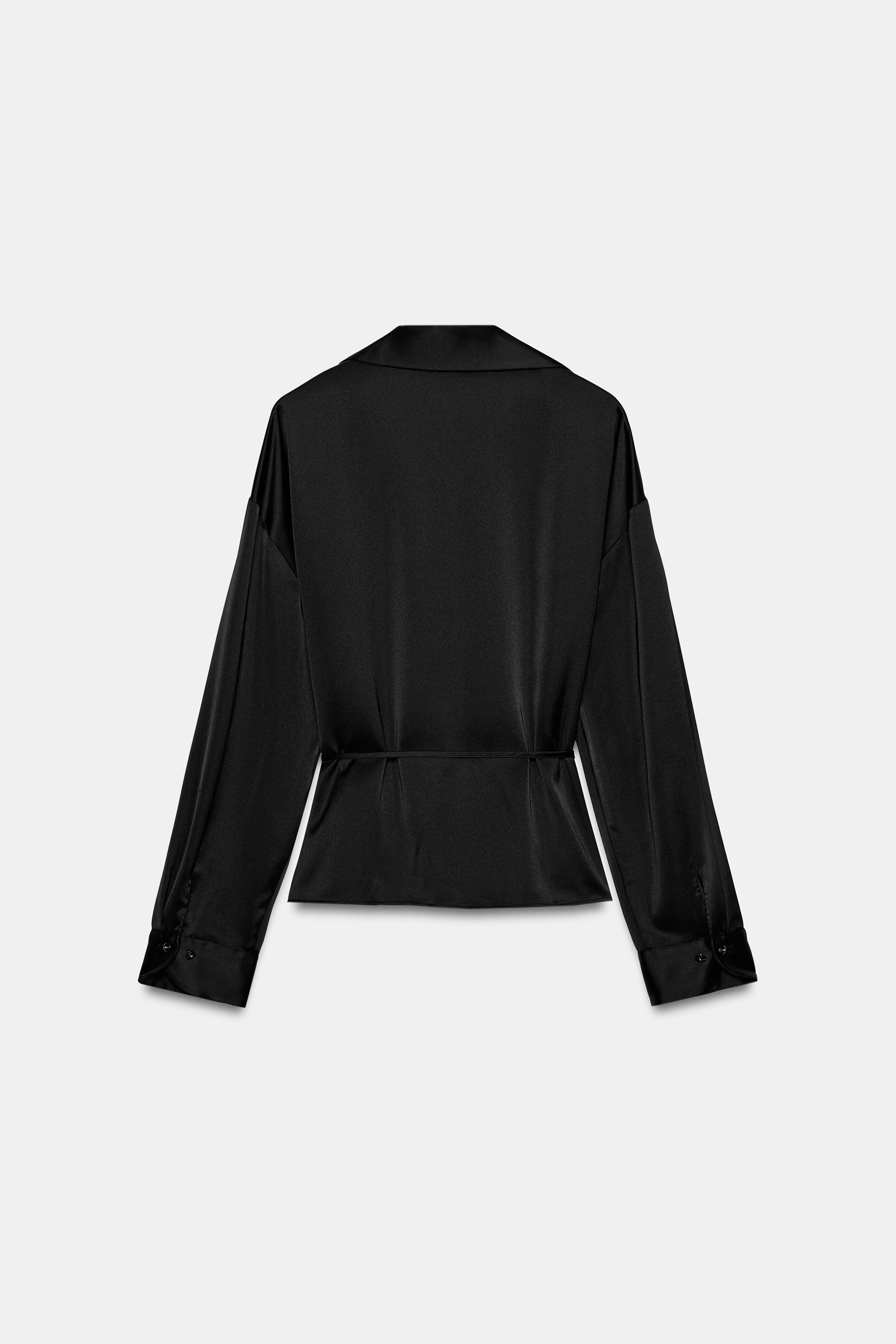 Женские рубашки Zara SATIN BELTED SHIRT — фото 2