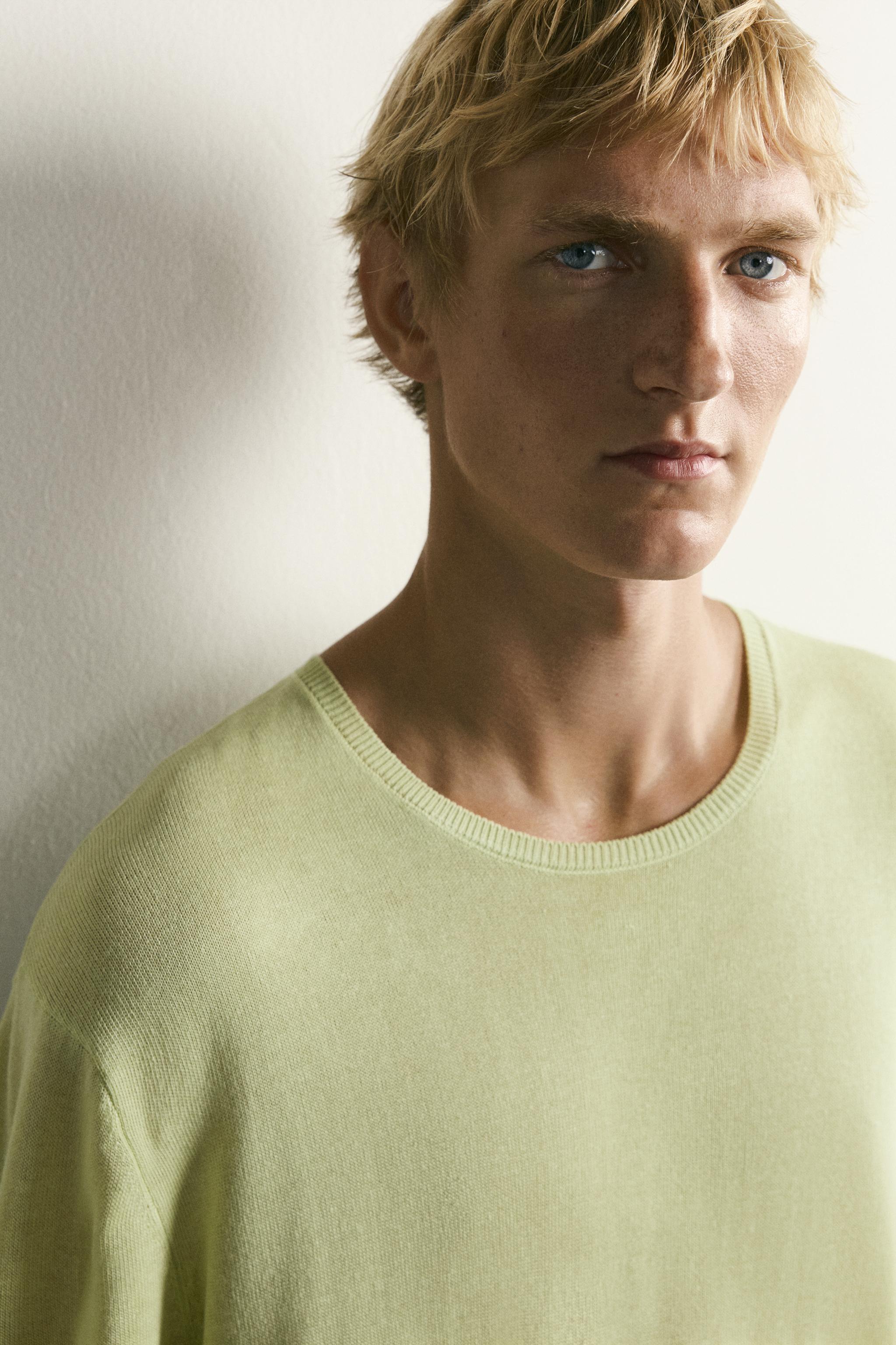 Мужские футболки Zara RELAXED FIT LIGHTWEIGHT KNIT T-SHIRT — фото 5