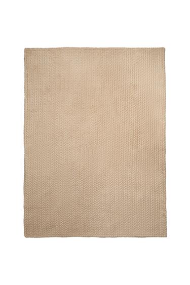 Zara HERRINGBONE FLEECE BLANKET - Sand