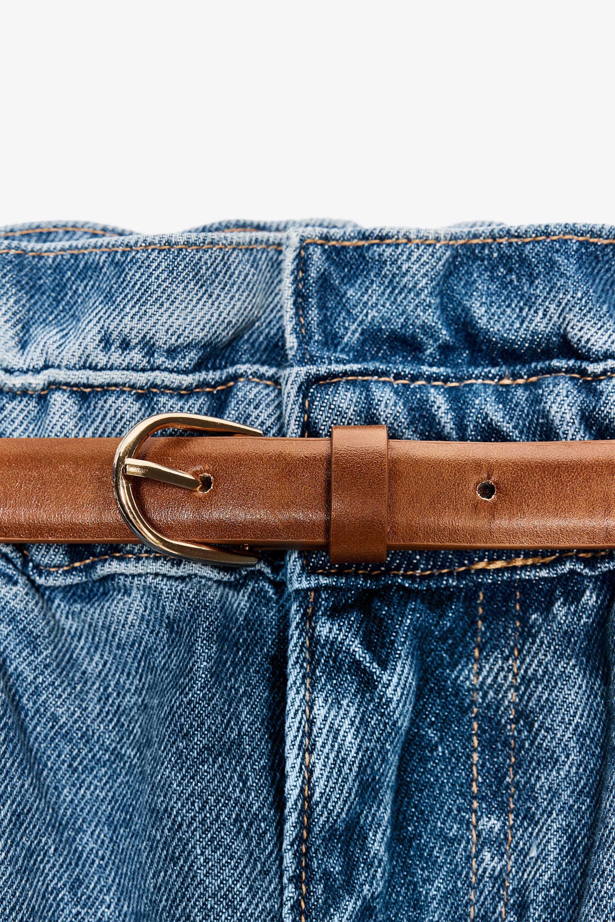 ZARA Z1975 デニム ペーパーバッグ ベルト付きバミューダパンツ Z1975 デニム ペーパーバッグ ベルト付きバミューダパンツ