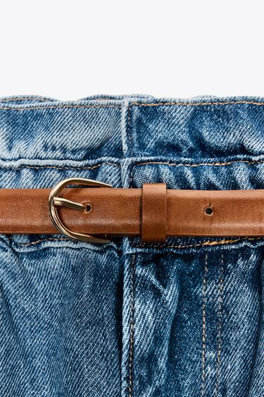 Z1975 DENIM PAPERBAG BERMUDA SHORTS WITH BELT - Mid-blue by Zara - Image 7