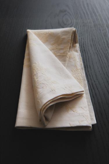 PACK OF COTTON JACQUARD NAPKINS (PACK OF 2) - Beige by Zara