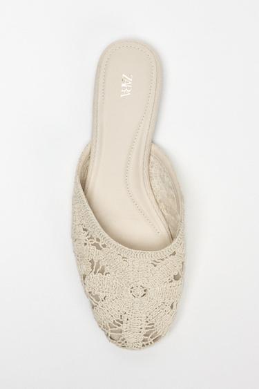 EMBROIDERED BACKLESS MULES - Ecru by Zara