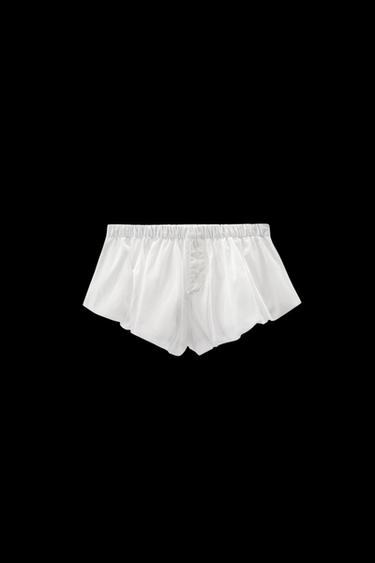SHORTS POPELÍN ABULLONADO - Blanco de Zara - Imagen 0