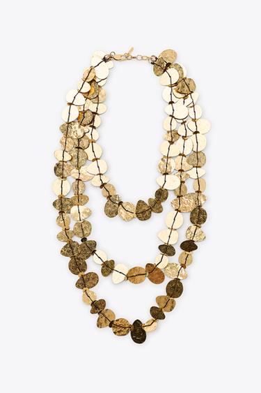 METAL PLATE WATERFALL NECKLACE - Golden by Zara