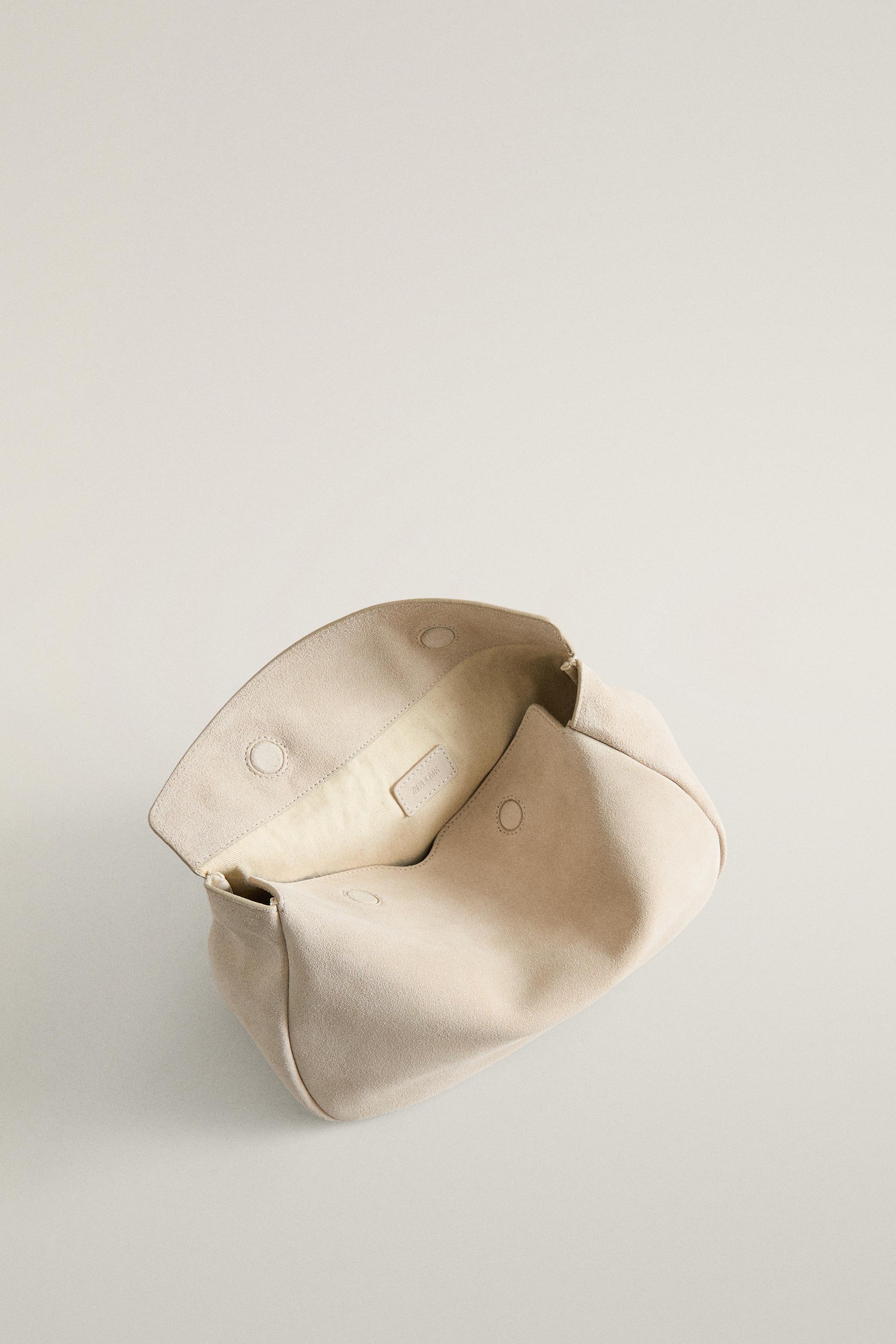 LARGE LEATHER SPLIT CLUTCH MAKEUP BAG