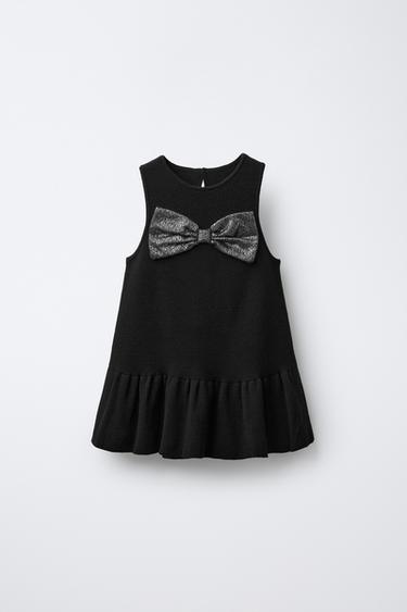 KNIT DRESS WITH SHINY BOW - Black by Zara - Image 0