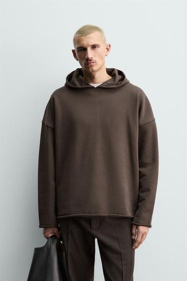 RELAXED FIT HOODIE - Brown by Zara