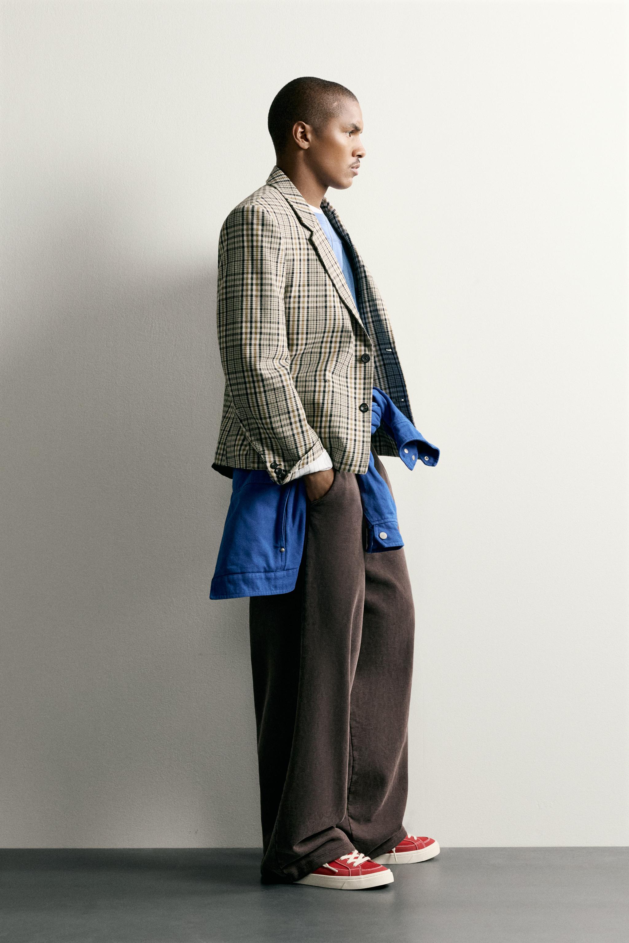 PLAID BOXY FIT BLAZER