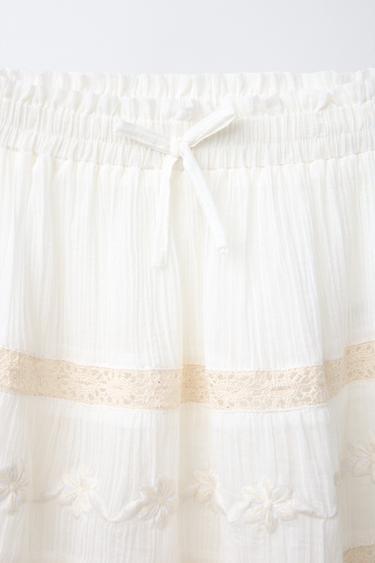 FLORAL EMBROIDERED SKIRT - Oyster-white by Zara - Image 2