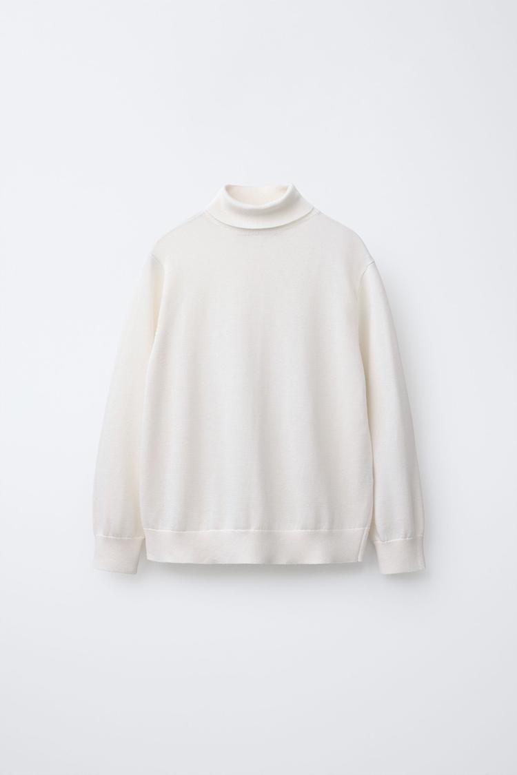 KNIT TURTLENECK JUMPER Ecru ZARA India