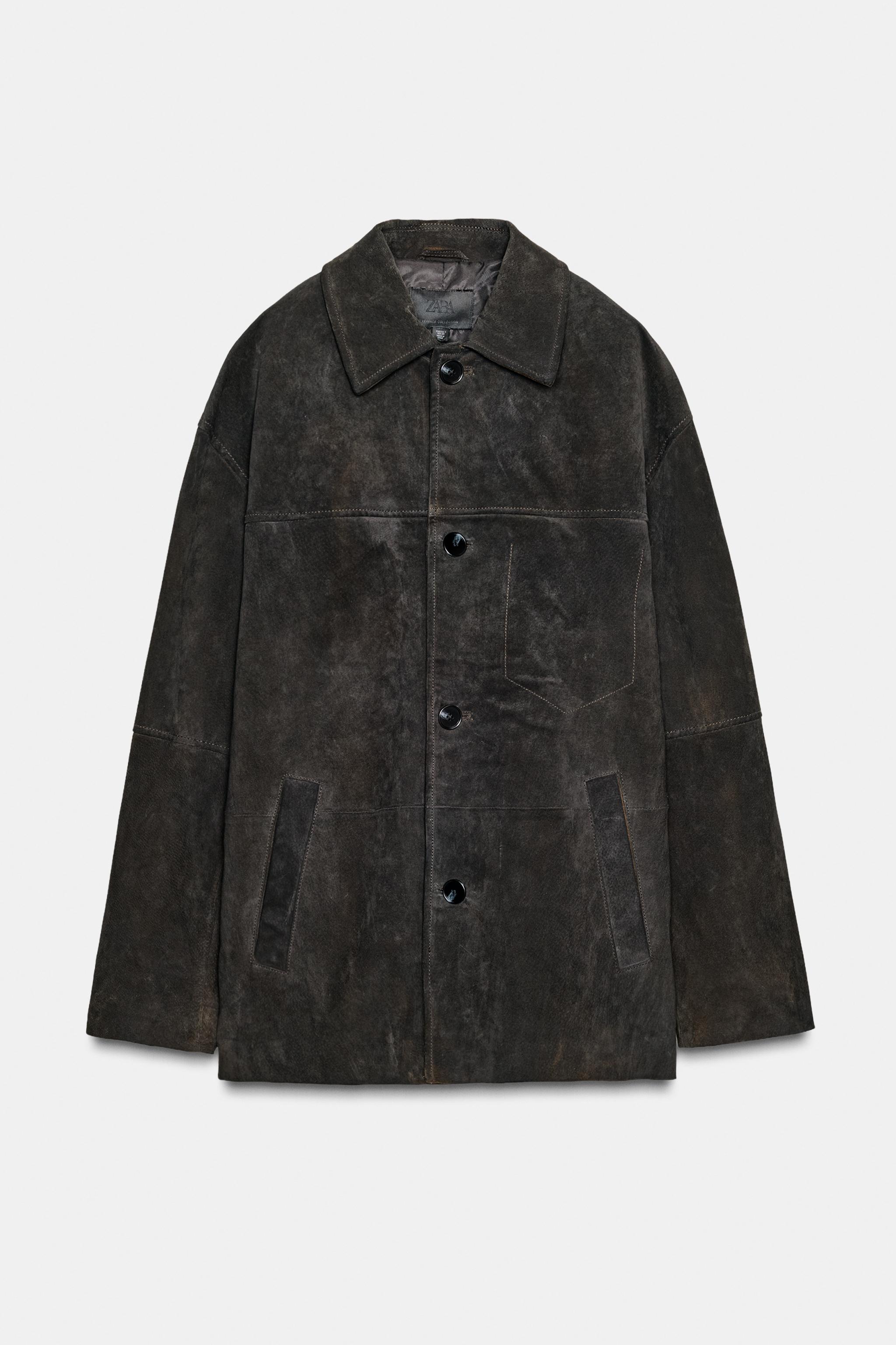 ZARA★ブラック/スエードレザー調ジャケット スプリットスエードレザージャケット - ブラック | ZARA Japan