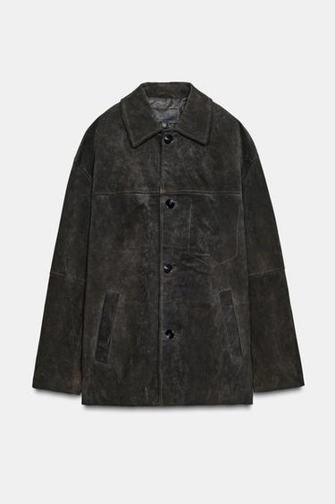 CAZADORA OVERSIZE PIEL ANTE 100% - Óxido de Zara