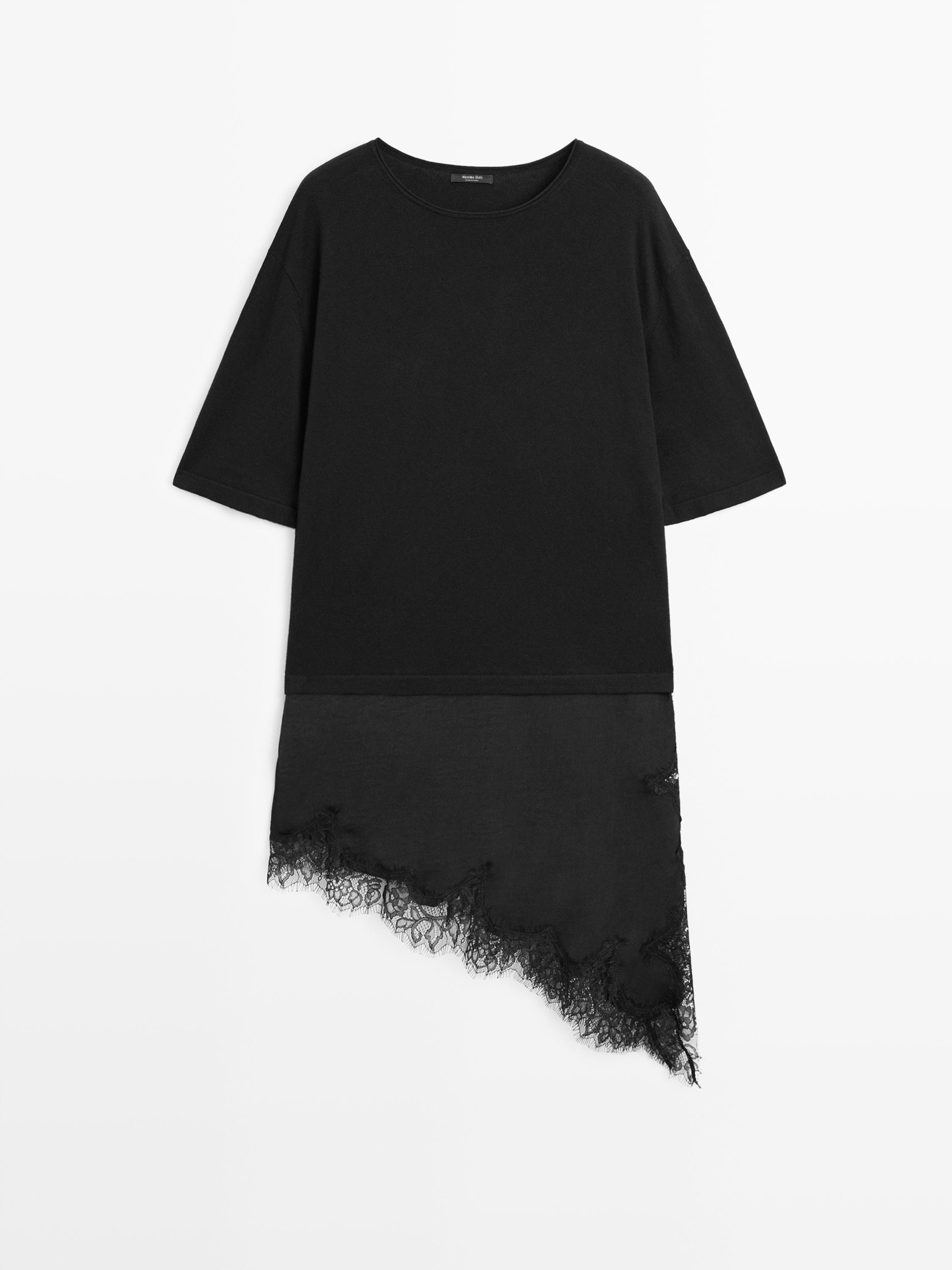 Dress with contrast lace detail