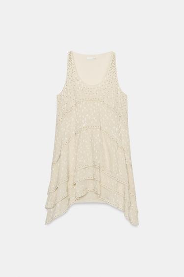 ROBE COURTE JACQUARD ZW COLLECTION - Écru / Beige de Zara - Image 6