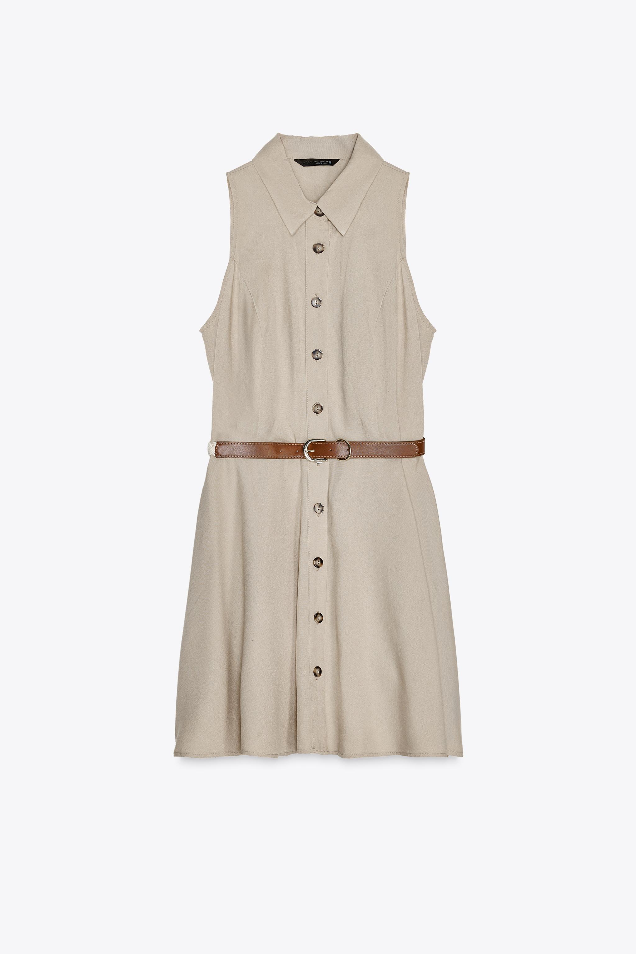 BELTED MINI DRESS - Beige | ZARA United States